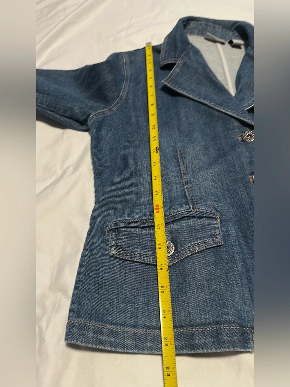 NWT Women’s CHICO”S Platinum Light Wash Blue Denim Jean Blazer Jacket Size 1- S - Picture 13 of 14
